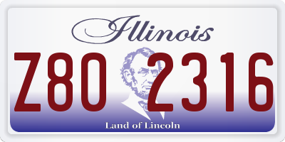 IL license plate Z802316
