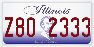 IL license plate Z802333