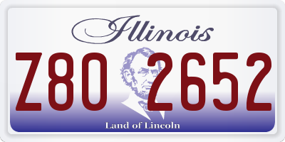 IL license plate Z802652