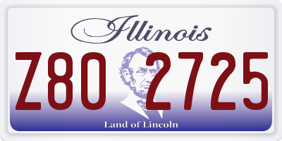 IL license plate Z802725