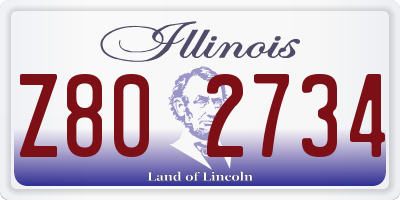 IL license plate Z802734