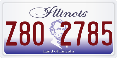 IL license plate Z802785