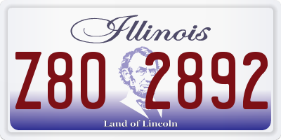 IL license plate Z802892