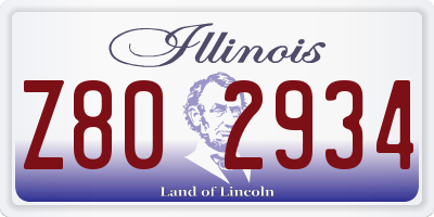 IL license plate Z802934