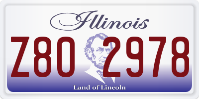 IL license plate Z802978