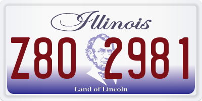IL license plate Z802981
