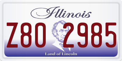 IL license plate Z802985