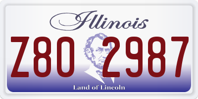 IL license plate Z802987