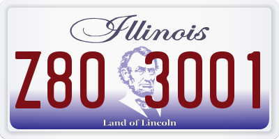 IL license plate Z803001