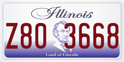 IL license plate Z803668