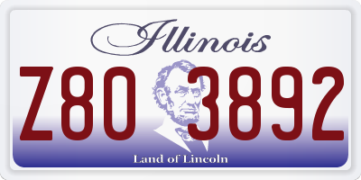 IL license plate Z803892