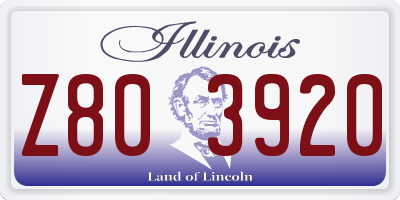 IL license plate Z803920