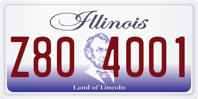IL license plate Z804001