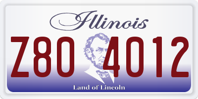 IL license plate Z804012