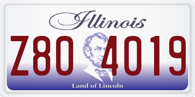 IL license plate Z804019