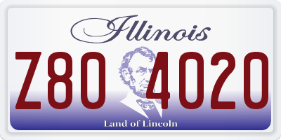 IL license plate Z804020