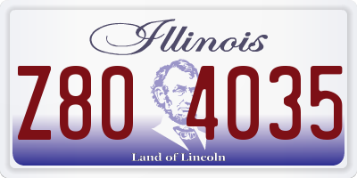 IL license plate Z804035
