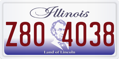 IL license plate Z804038