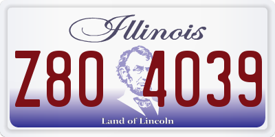 IL license plate Z804039