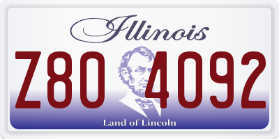 IL license plate Z804092