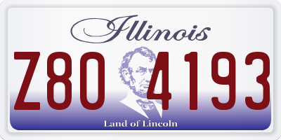 IL license plate Z804193