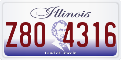 IL license plate Z804316