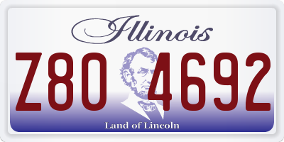 IL license plate Z804692