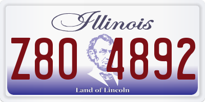 IL license plate Z804892