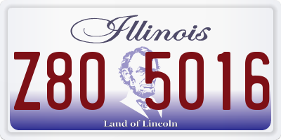 IL license plate Z805016
