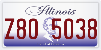 IL license plate Z805038
