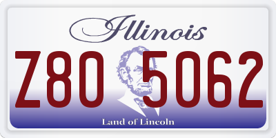 IL license plate Z805062