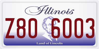 IL license plate Z806003