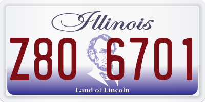 IL license plate Z806701