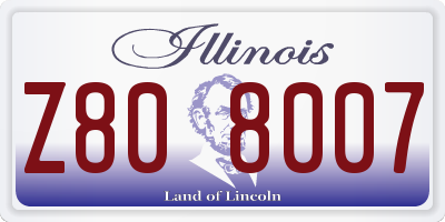 IL license plate Z808007
