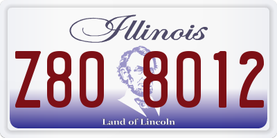 IL license plate Z808012