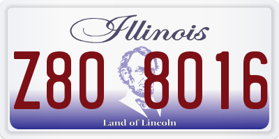 IL license plate Z808016