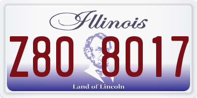 IL license plate Z808017