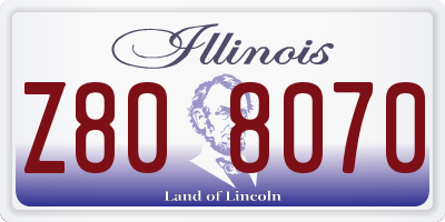 IL license plate Z808070