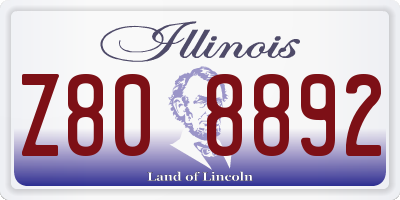 IL license plate Z808892