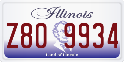 IL license plate Z809934