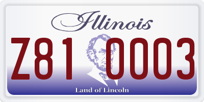 IL license plate Z810003