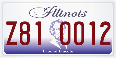 IL license plate Z810012