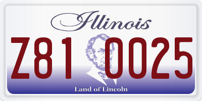 IL license plate Z810025
