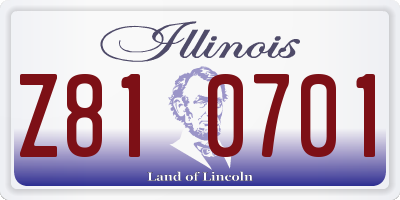 IL license plate Z810701