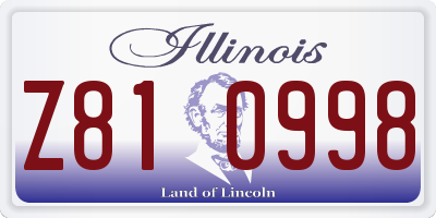 IL license plate Z810998