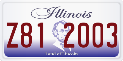 IL license plate Z812003