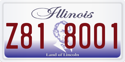 IL license plate Z818001