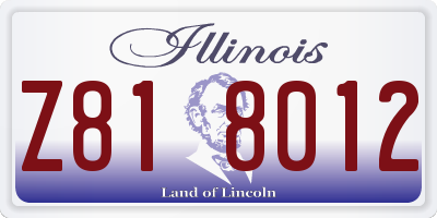 IL license plate Z818012
