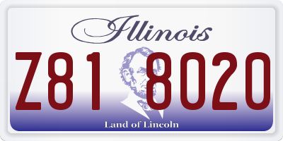 IL license plate Z818020