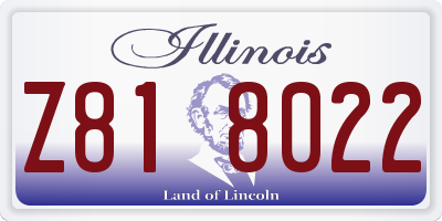 IL license plate Z818022